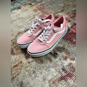Vans Women's Pink and White Sneakers